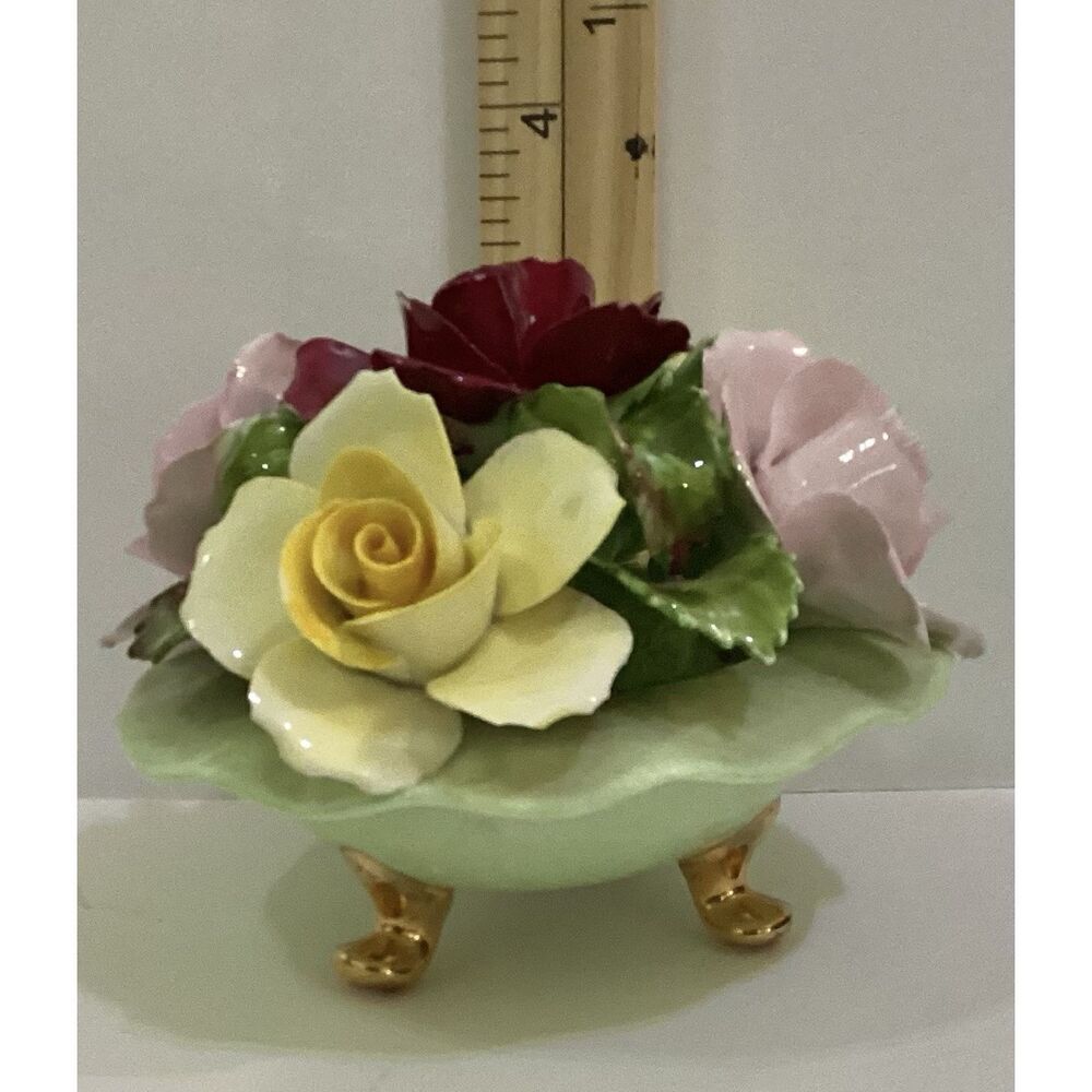 Vintage Denton Bone China  England Molded Roses Footed Hand Painted - Picture 3 of 6